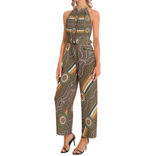 Load image into Gallery viewer, Halter Neck Buckle Belted Jumpsuit