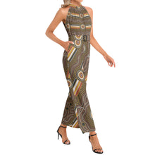 Load image into Gallery viewer, Halter Neck Buckle Belted Jumpsuit