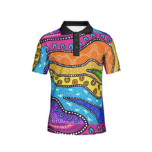 Load image into Gallery viewer, Contemporary colourful indigenous design Men's All-Over Print Polo Shirts