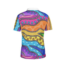 Load image into Gallery viewer, Contemporary colourful indigenous design Men's All-Over Print Polo Shirts