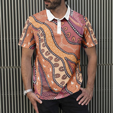 Load image into Gallery viewer, Indigenous design Men's All-Over Print Polo Shirts