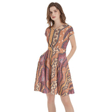 Load image into Gallery viewer, Indigenous design Short Sleeve Casual A-Line Midi Dress