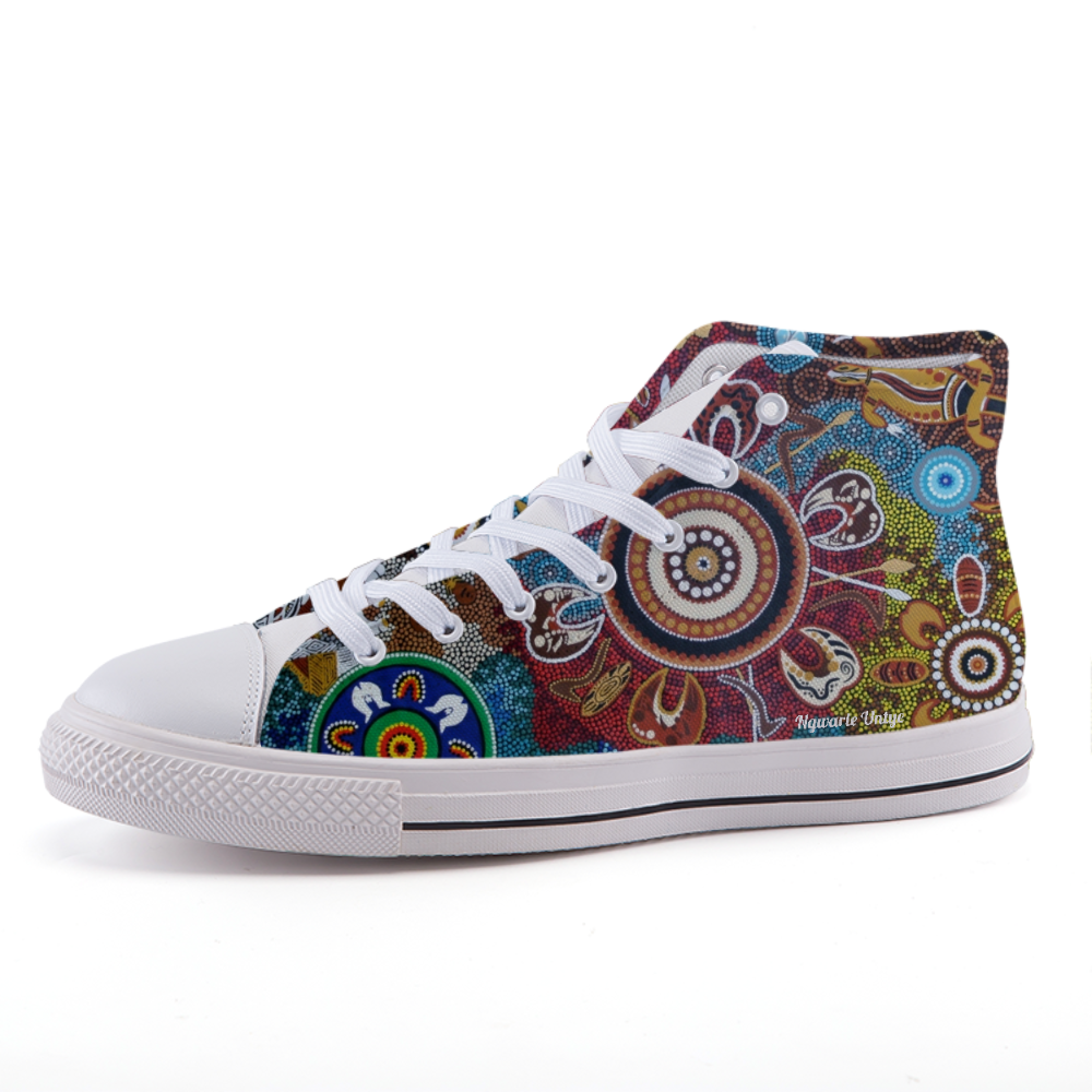 Custom Contemporary Aboriginal Art Design Print High-top fashion canvas shoes