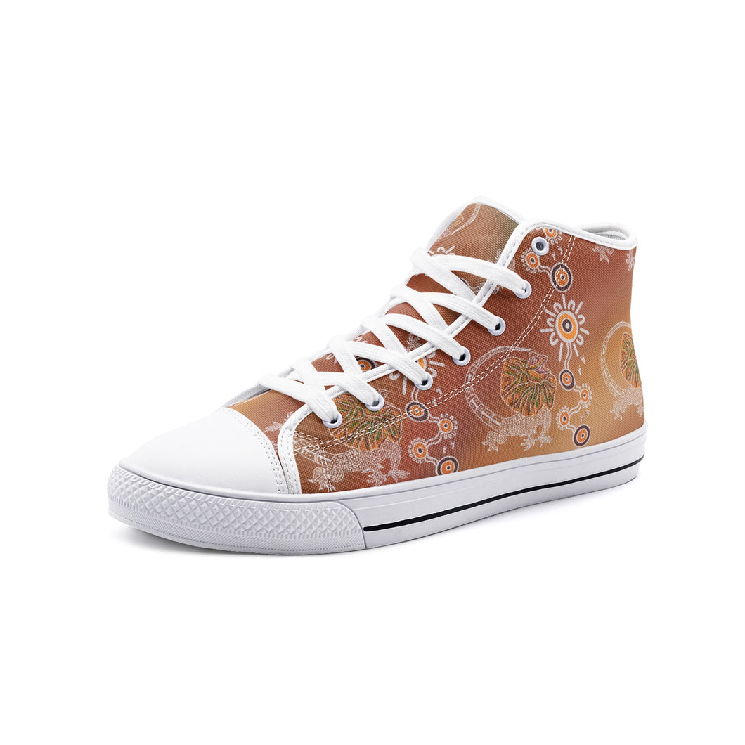 Contemporary Indigenous design Unisex High Top Canvas Shoes