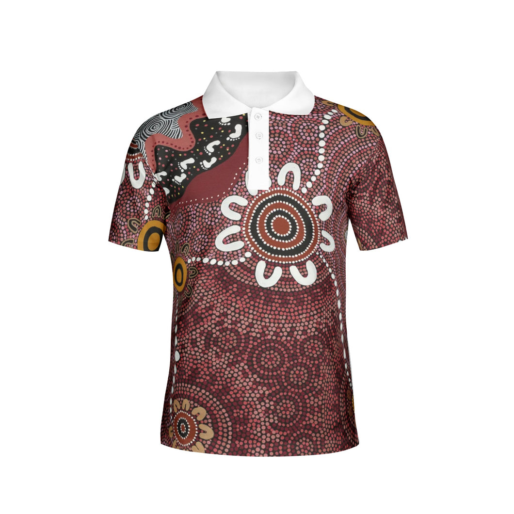 Indigenous Design Print Polo Shirts