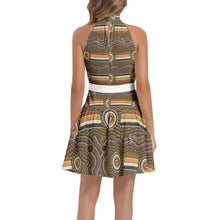 Load image into Gallery viewer, Ruffle Hem Belted Halter Dress
