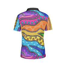 Load image into Gallery viewer, Contemporary colourful indigenous design Men&#39;s All-Over Print Polo Shirts
