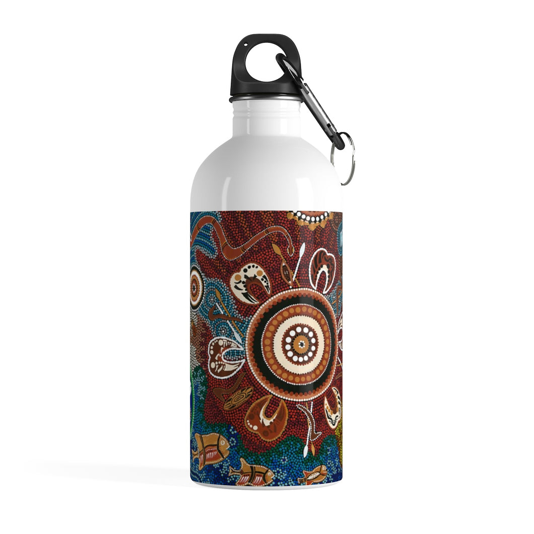 Stainless Steel Water Bottle -  Aboriginal Art Designed Print