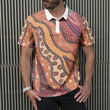 Load image into Gallery viewer, Indigenous design Men&#39;s All-Over Print Polo Shirts
