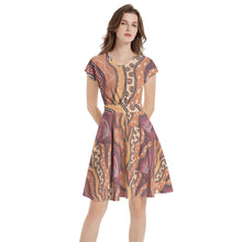 Load image into Gallery viewer, Indigenous design Short Sleeve  Casual A-Line Midi Dress
