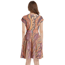 Load image into Gallery viewer, Indigenous design Short Sleeve  Casual A-Line Midi Dress

