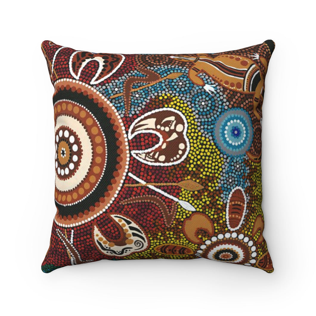 Aboriginal Art Design Print Spun Polyester Square Pillow